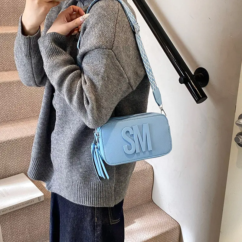 Women's Black Crossbody Bag with SM Logo - Image 8