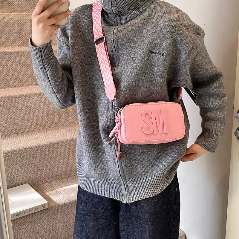 Women's Black Crossbody Bag with SM Logo - Image 9