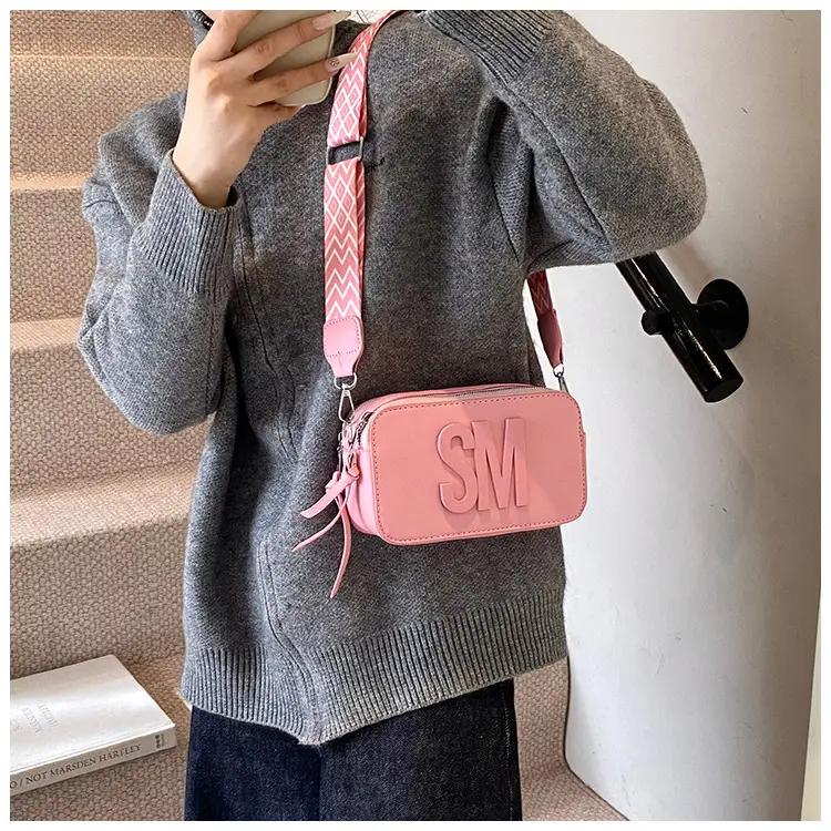 Women's Black Crossbody Bag with SM Logo — feature 16