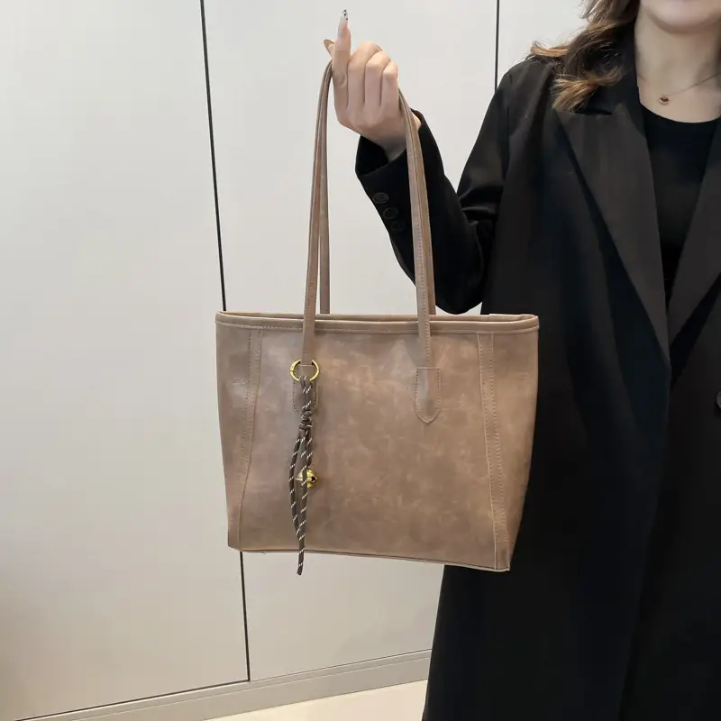 Brown Textured Korean Style Tote Bag 2025 - Image 8