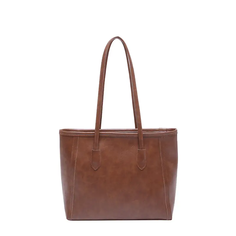 Brown Textured Korean Style Tote Bag 2025 - Image 3