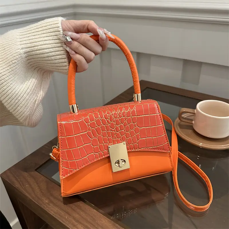 Small Red Crocodile Leather Shoulder Bag for Women - Image 8