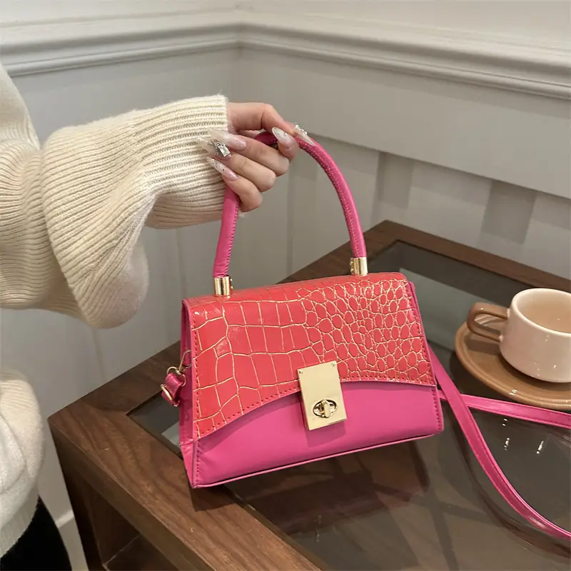 Small Red Crocodile Leather Shoulder Bag for Women - Image 9