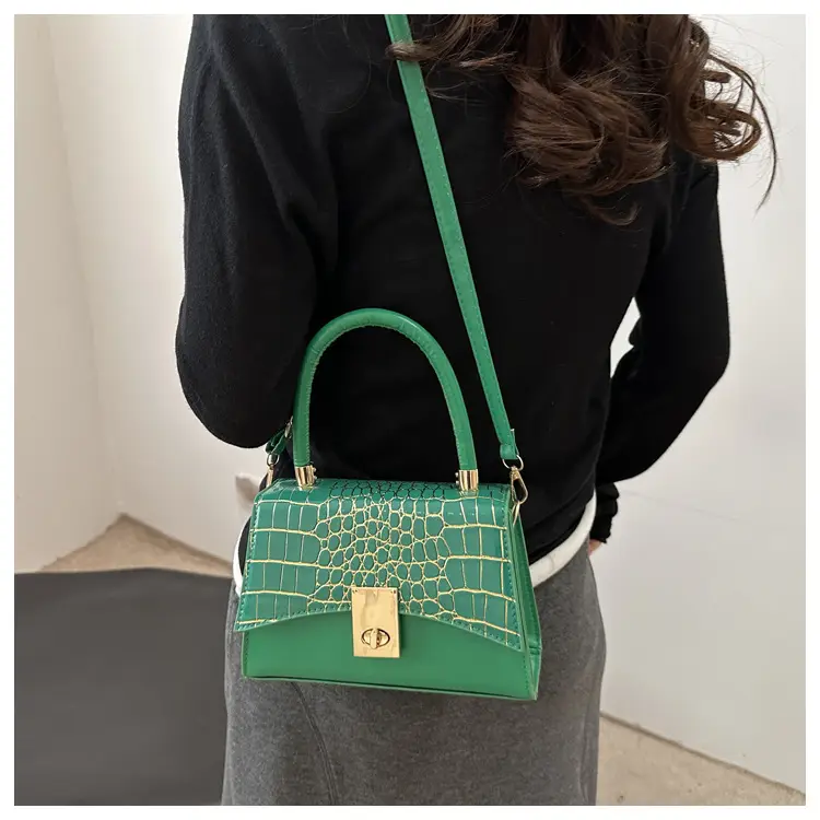Small Red Crocodile Leather Shoulder Bag for Women — feature 11
