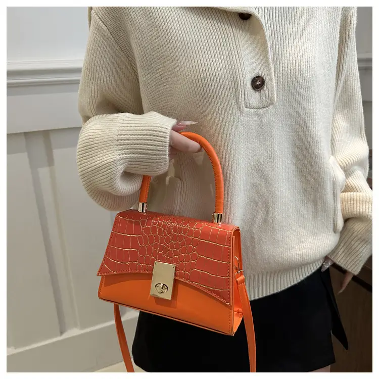 Small Red Crocodile Leather Shoulder Bag for Women — feature 13