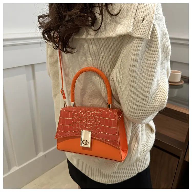 Small Red Crocodile Leather Shoulder Bag for Women — feature 15