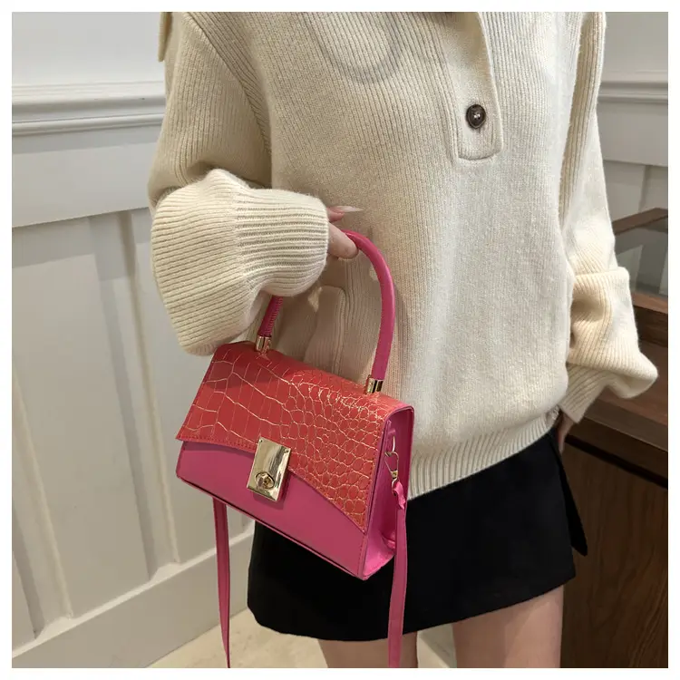 Small Red Crocodile Leather Shoulder Bag for Women — feature 16