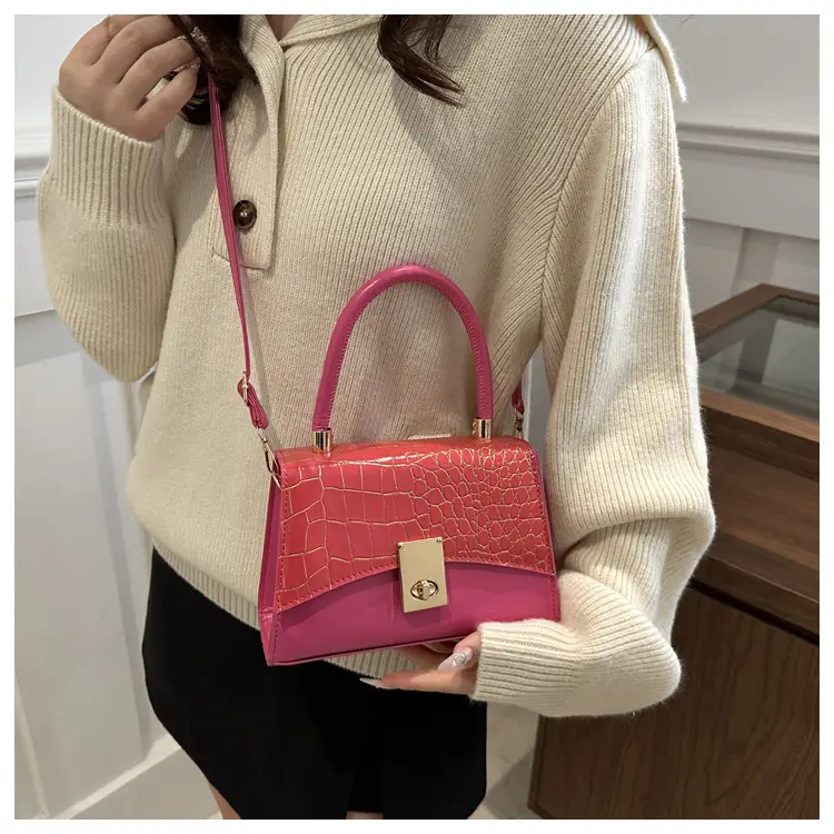 Small Red Crocodile Leather Shoulder Bag for Women — feature 17