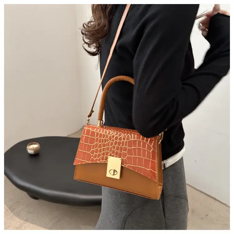 Small Red Crocodile Leather Shoulder Bag for Women — feature 7