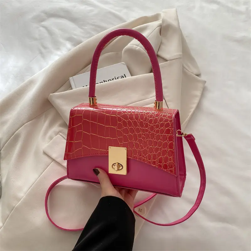 Small Red Crocodile Leather Shoulder Bag for Women - Image 2