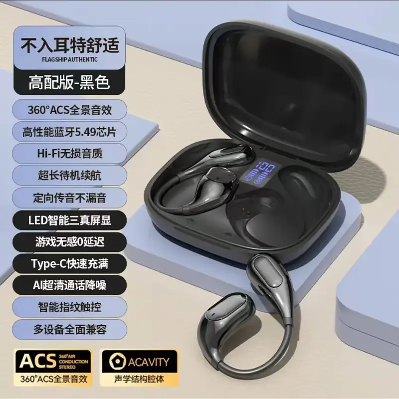 360Β° Wireless Bluetooth Headset Black Noise Reduction