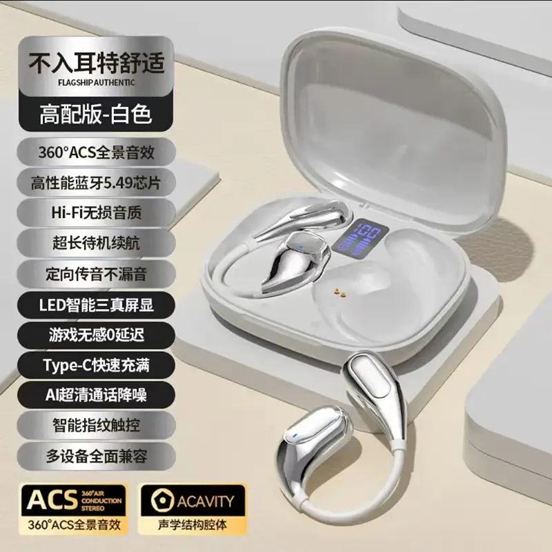 360Β° Wireless Bluetooth Headset Black Noise Reduction - Image 2