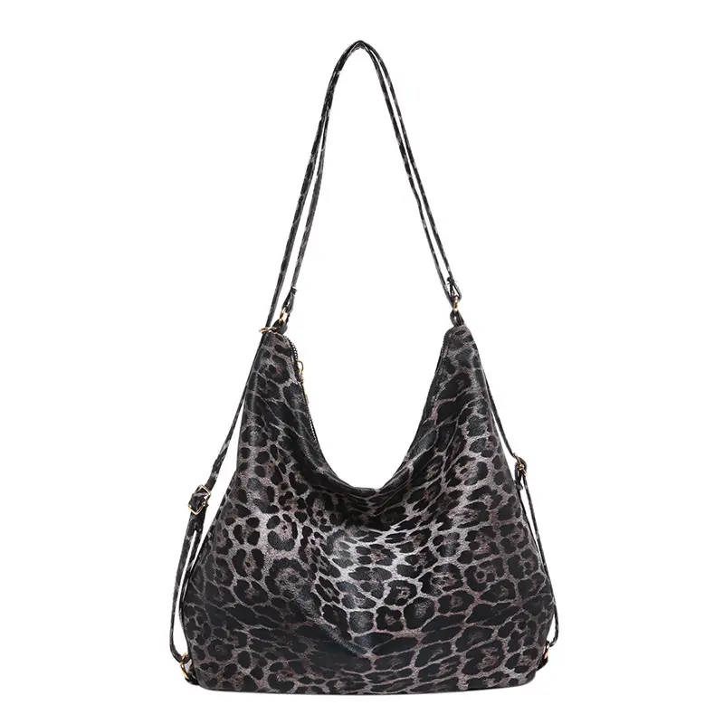 Leopard Print Soft Leather Bucket Bag for Women - Image 2