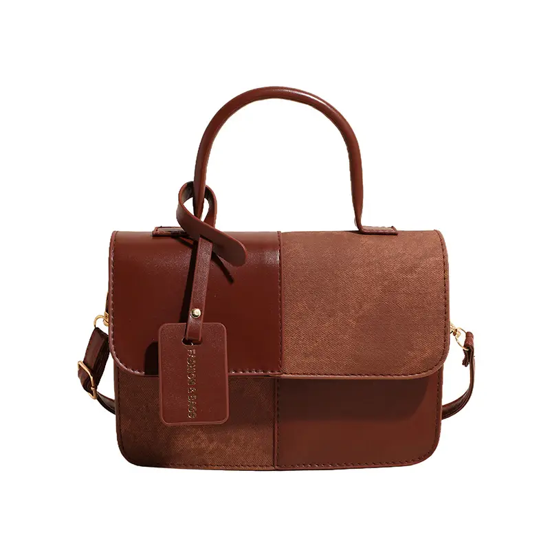 Women's Winter Contrast Brown Shoulder Bag - Image 8