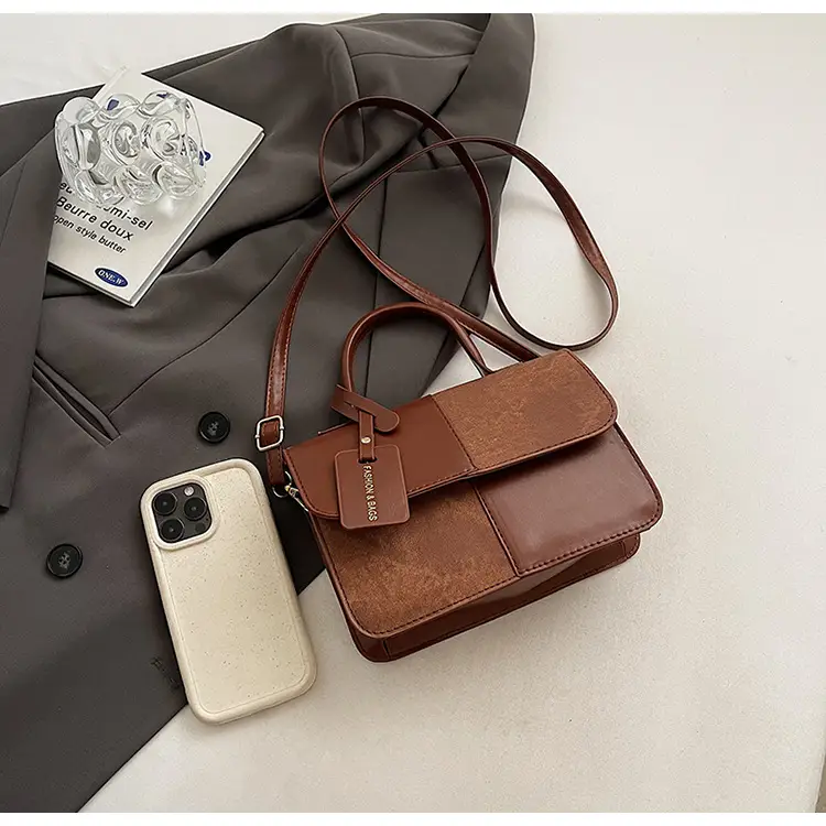 Women's Winter Contrast Brown Shoulder Bag — feature 4