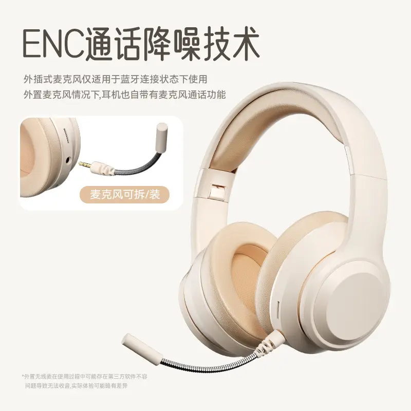 Wireless Bluetooth 5.3 Headset Cream Beige - Image 7