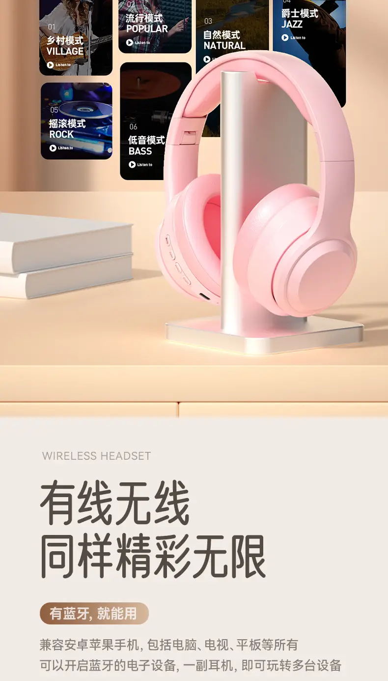 Wireless Bluetooth 5.3 Headset Cream Beige β feature 18