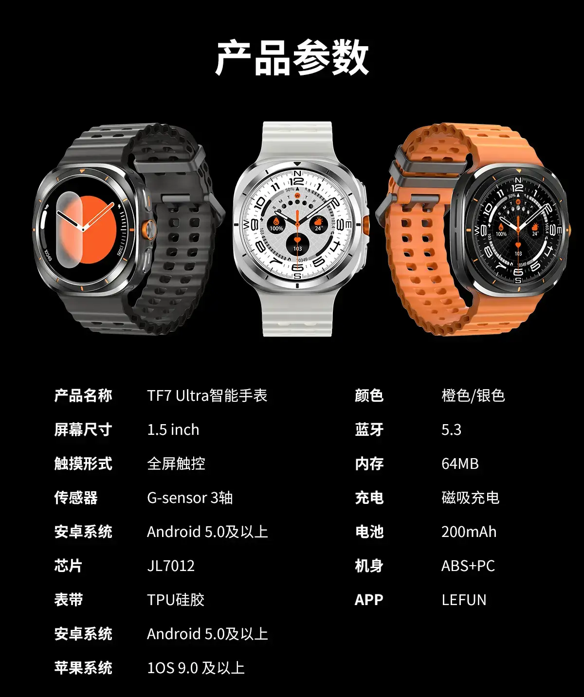 2024 W7 Smart Watch Black Round Dial Health Tracker — feature 2