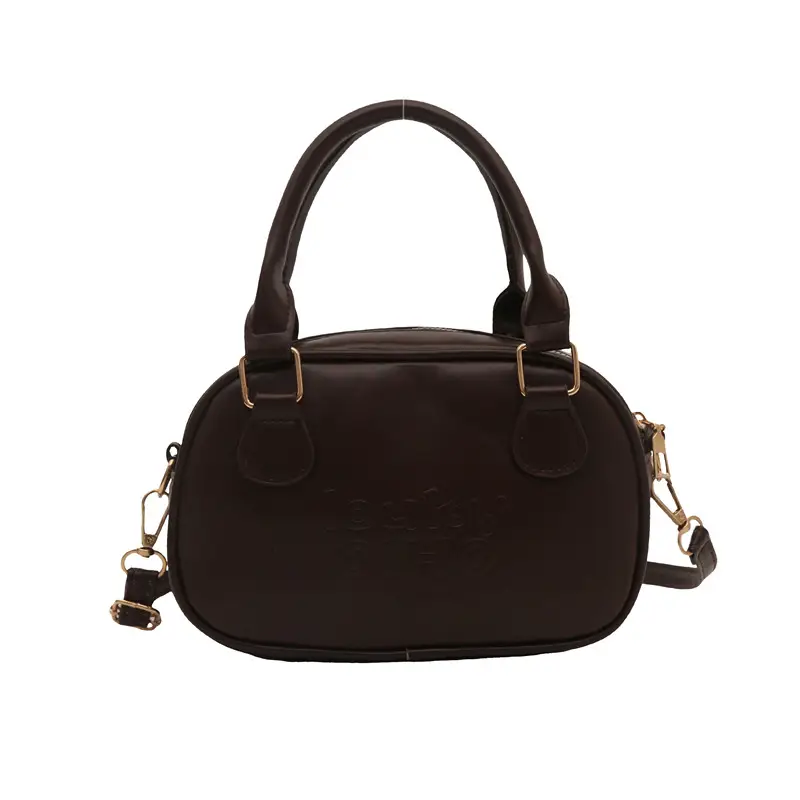 Vintage Women's Brown Shoulder Crossbody Bag with Pom Pom Charm - Image 5