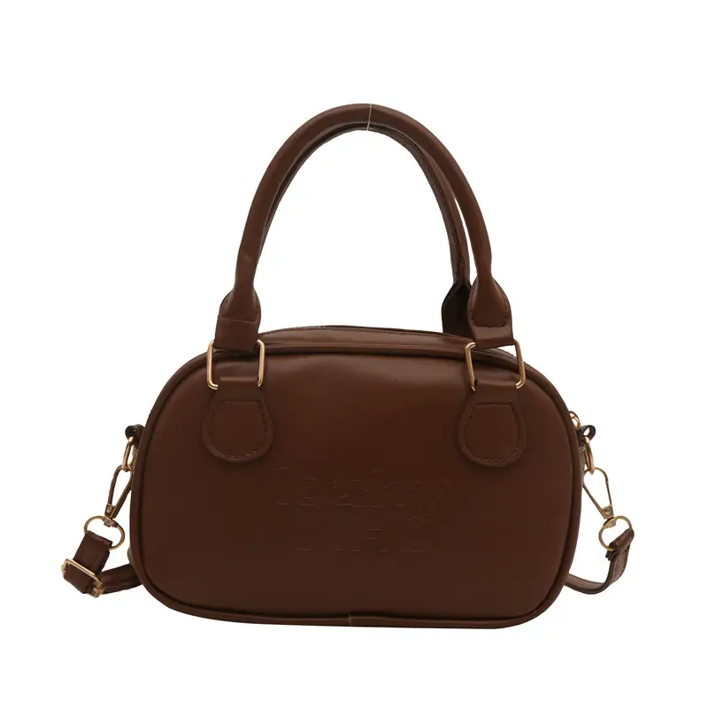 Vintage Women's Brown Shoulder Crossbody Bag with Pom Pom Charm - Image 6