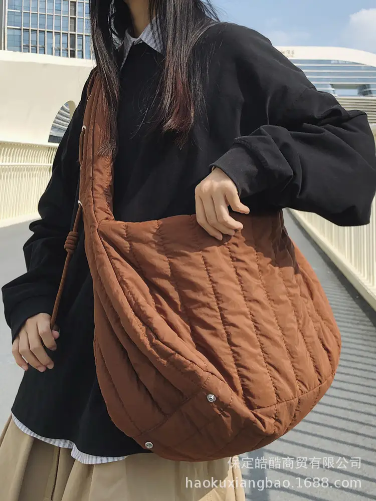 Women's 2024 Cotton Crossbody Bag Green Brown - Image 3