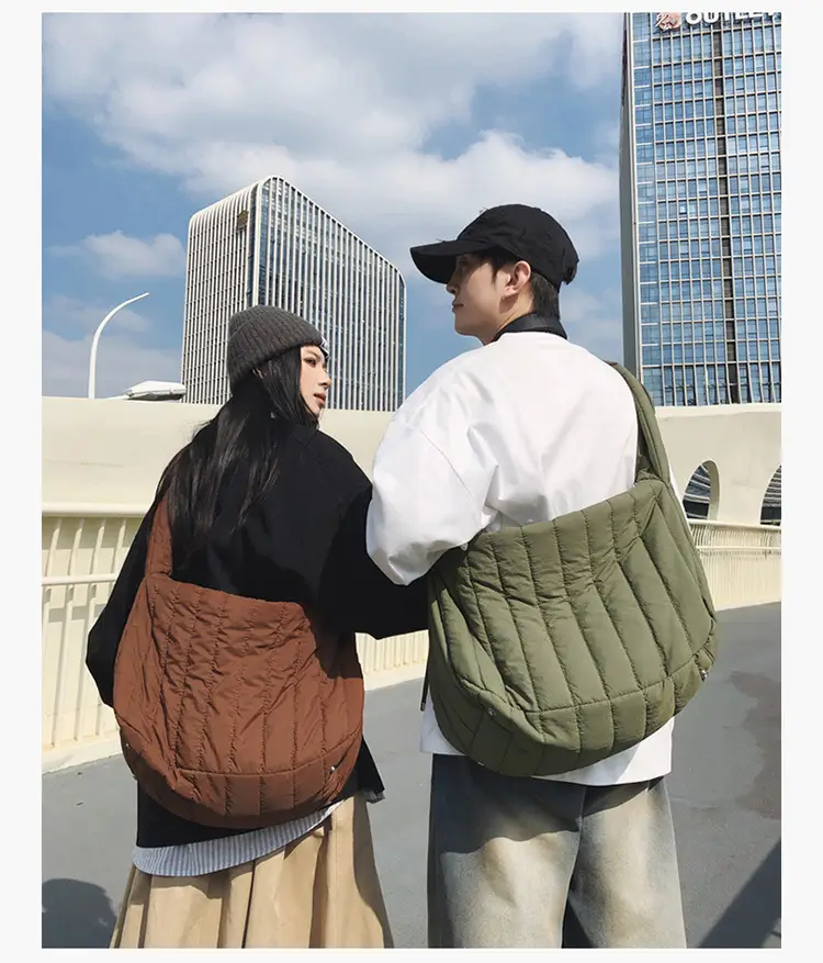 Women's 2024 Cotton Crossbody Bag Green Brown — feature 12
