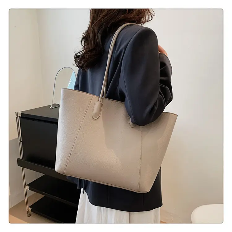 Women's Large Capacity Shoulder Tote Bag Beige 2026 — feature 24