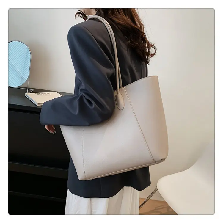 Women's Large Capacity Shoulder Tote Bag Beige 2026 — feature 26