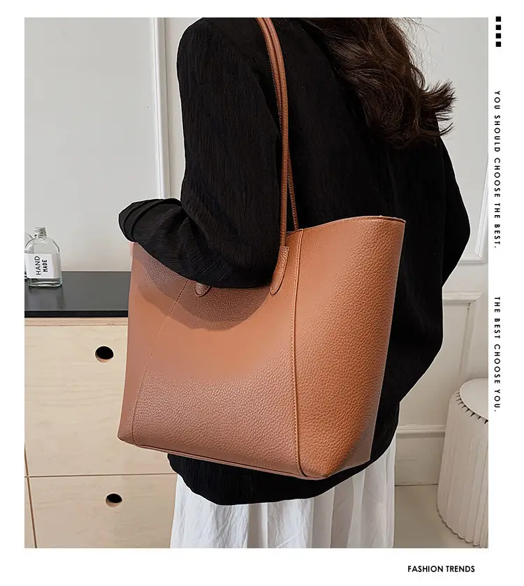 Women's Large Capacity Shoulder Tote Bag Beige 2026 — feature 4