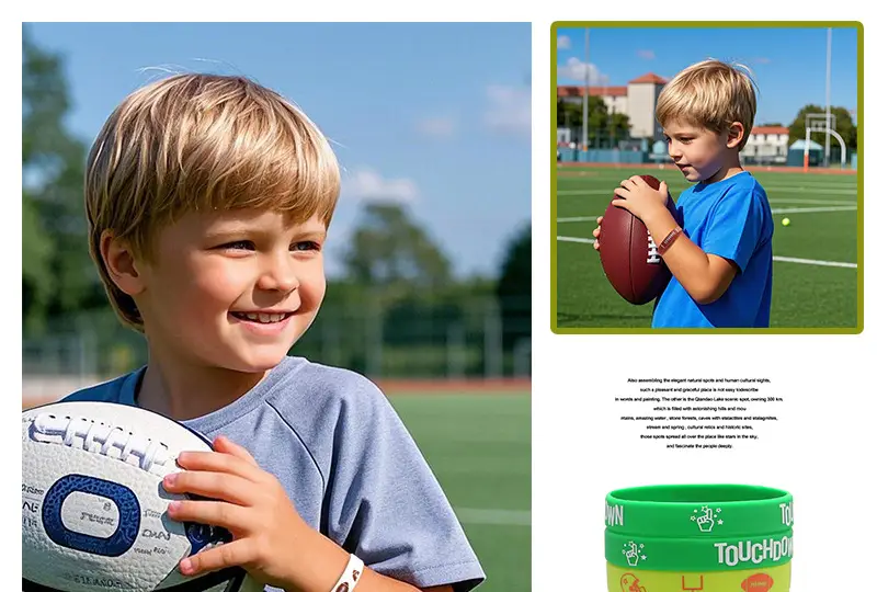 Teen Silicone Rugby Bracelet with Ball Theme — feature 10