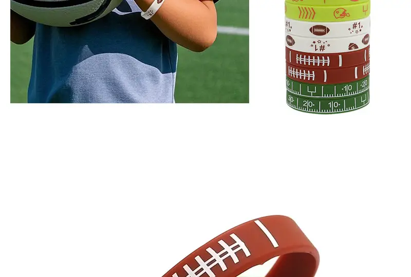 Teen Silicone Rugby Bracelet with Ball Theme — feature 11
