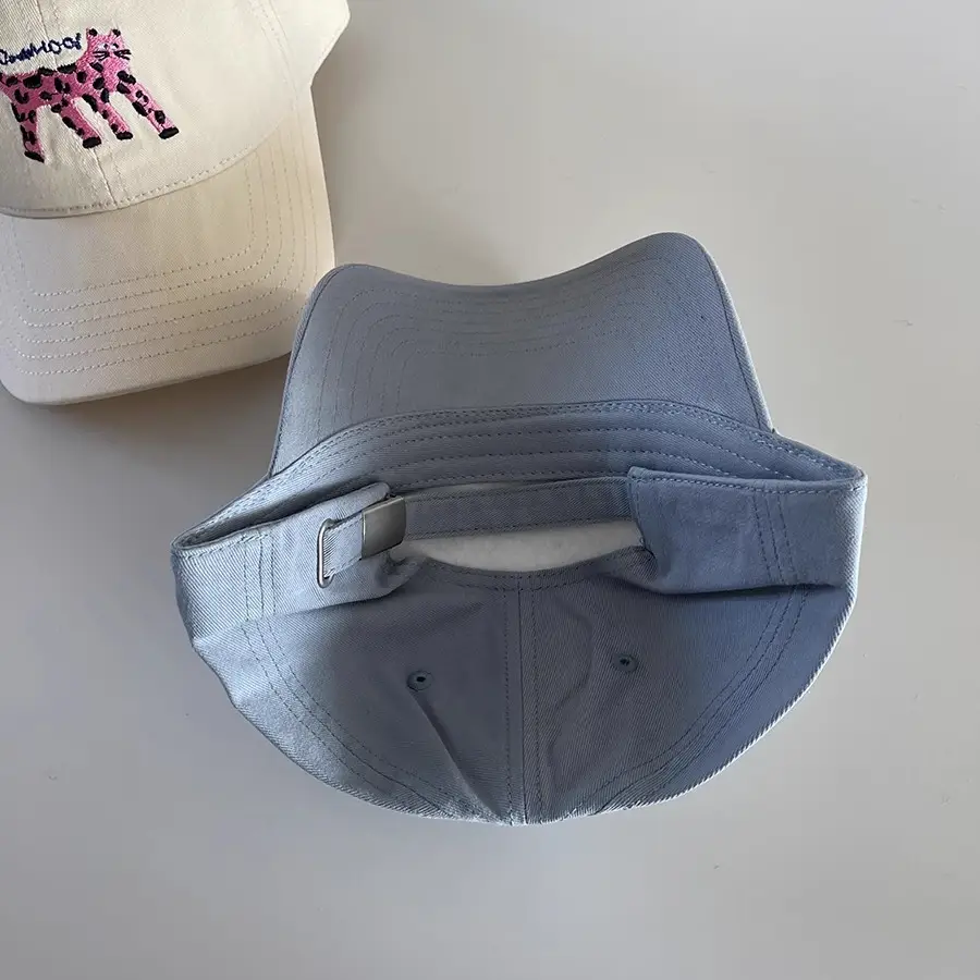 Women's Korean Cat Embroidered Baseball Cap Navy Blue - Image 8
