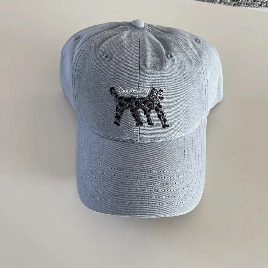 Women's Korean Cat Embroidered Baseball Cap Navy Blue - Image 9