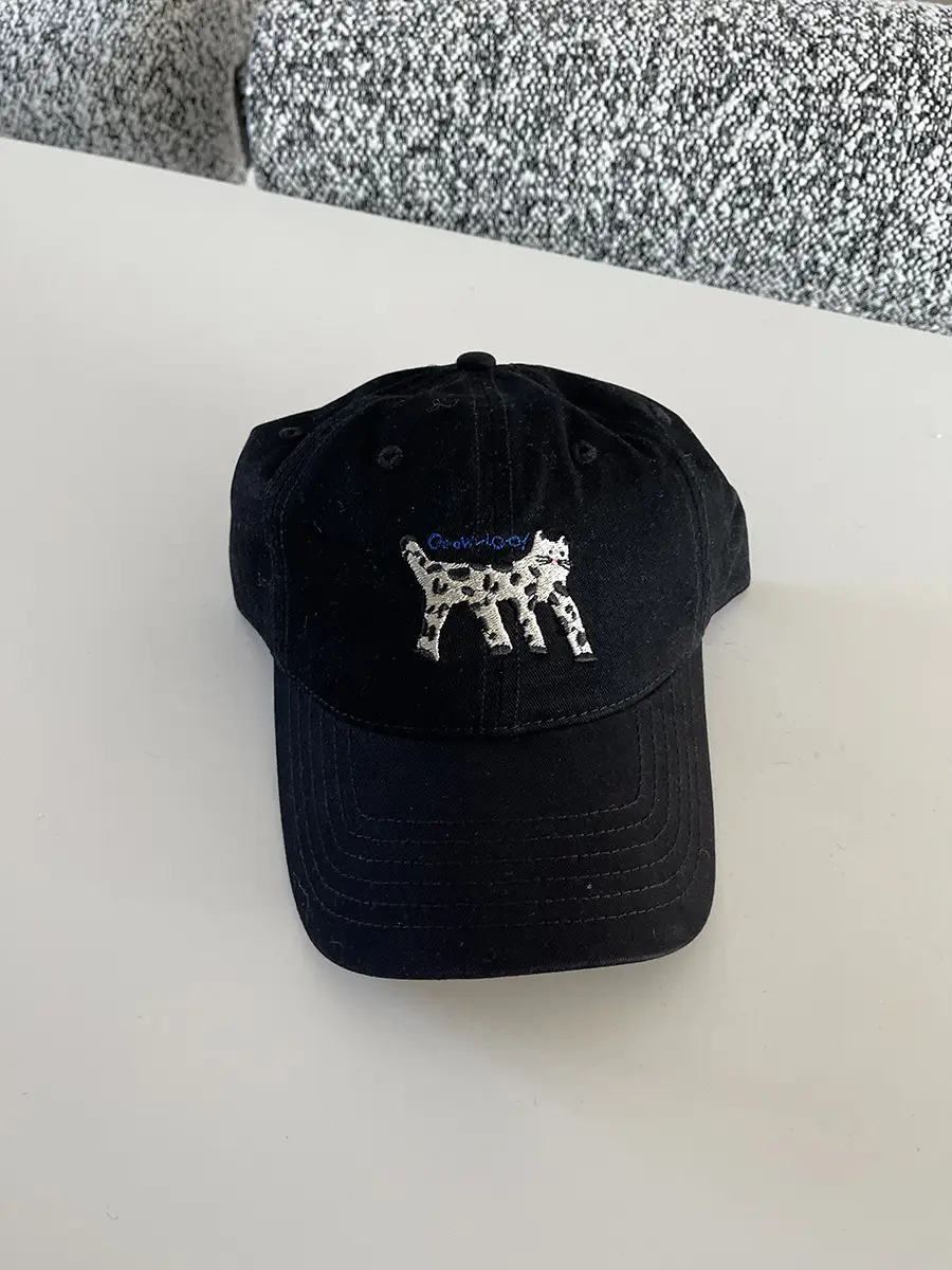 Women's Korean Cat Embroidered Baseball Cap Navy Blue — feature 6
