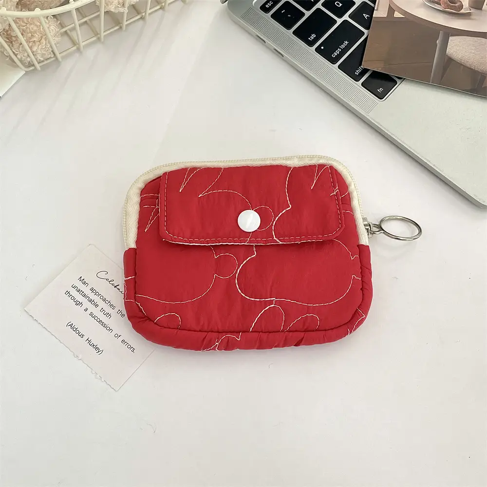 412221 Cute Cartoon Floral Quilted Multifunctional Storage Bag Fit Bag ID Bag Coin Purse Card Bag