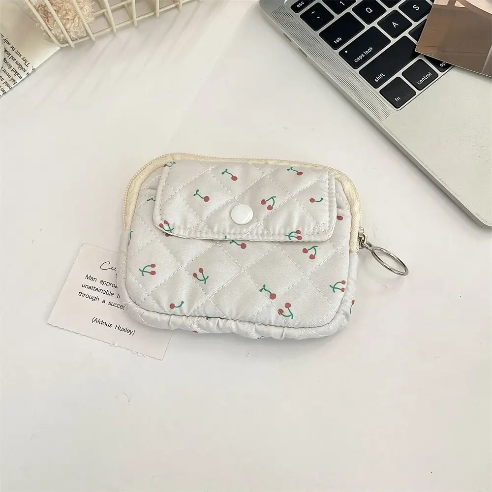 412221 Cute Cartoon Floral Quilted Multifunctional Storage Bag Fit Bag ID Bag Coin Purse Card Bag