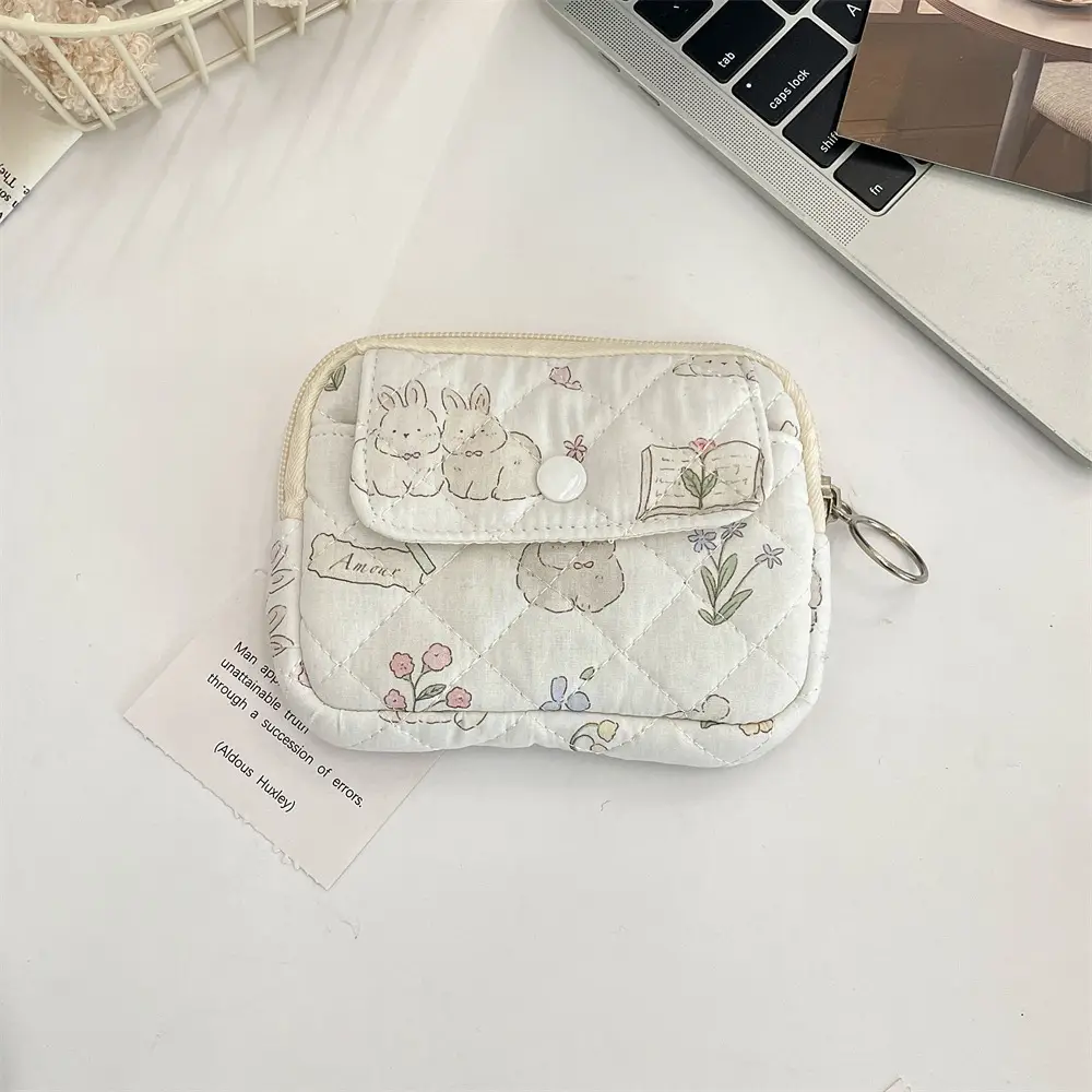 412221 Cute Cartoon Floral Quilted Multifunctional Storage Bag Fit Bag ID Bag Coin Purse Card Bag