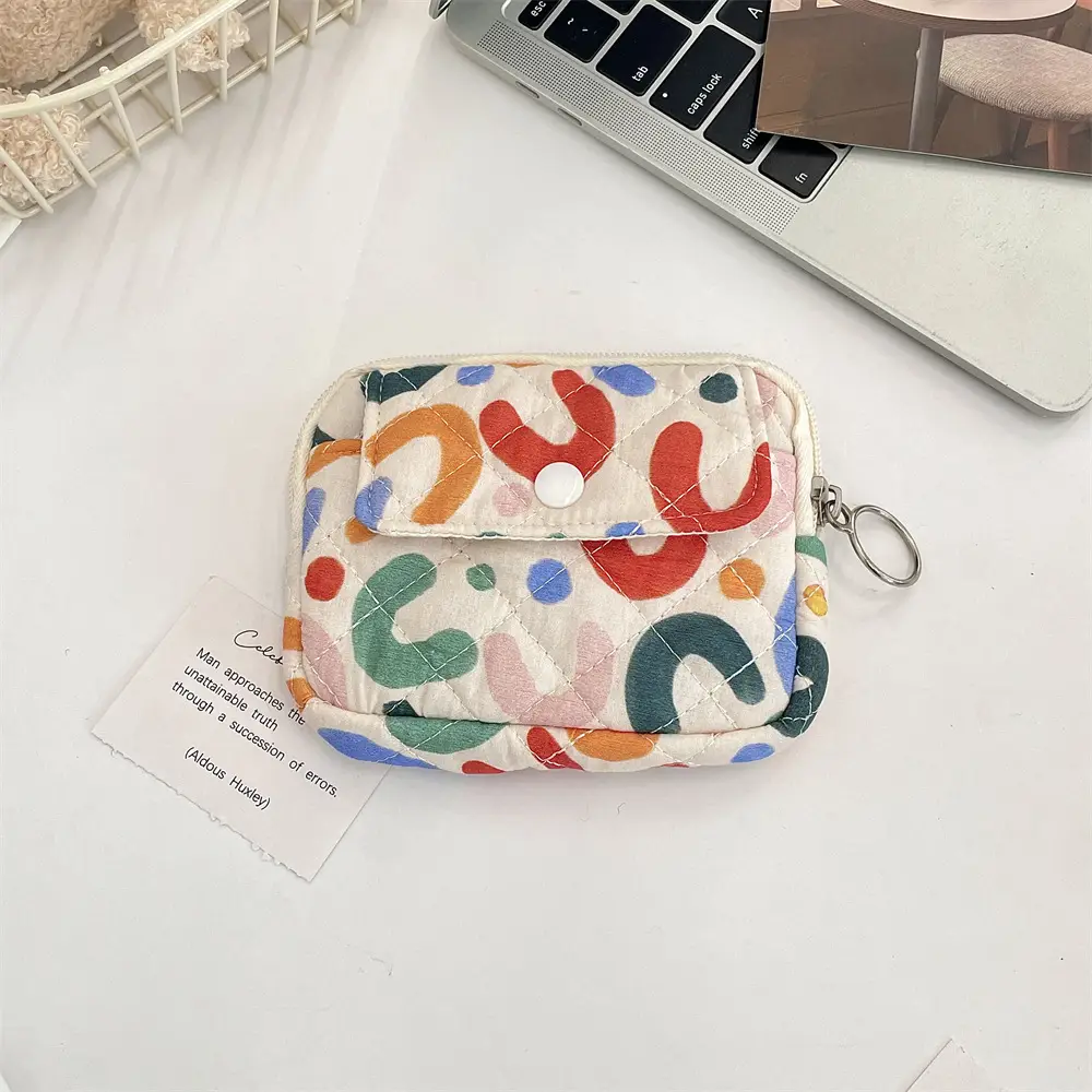412221 Cute Cartoon Floral Quilted Multifunctional Storage Bag Fit Bag ID Bag Coin Purse Card Bag