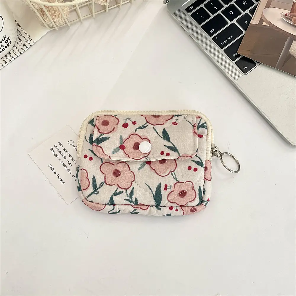 412221 Cute Cartoon Floral Quilted Multifunctional Storage Bag Fit Bag ID Bag Coin Purse Card Bag