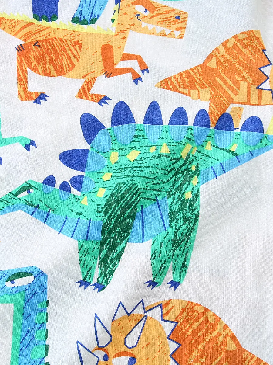 Kids Dino Print T-Shirt Boys Summer Cotton