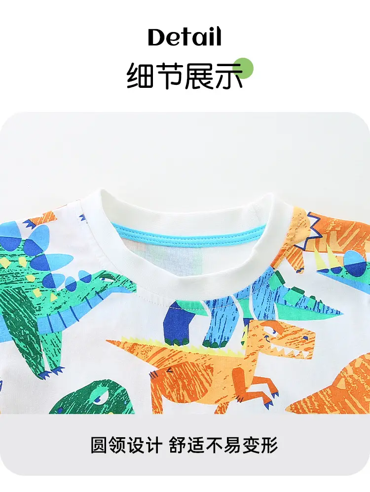 Kids Dino Print T-Shirt Boys Summer Cotton — feature 8