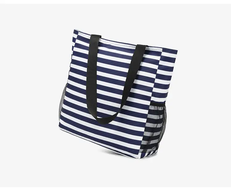 Cross-Border Travel Folding Striped Waterproof Beach Bag — feature 14