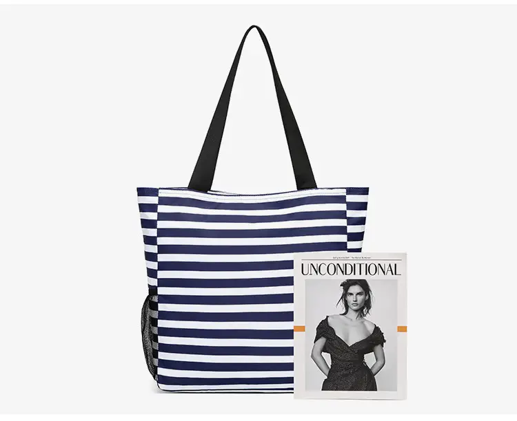 Cross-Border Travel Folding Striped Waterproof Beach Bag — feature 2