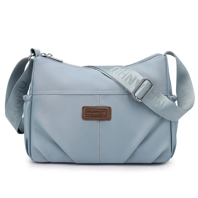 Light Blue Quilted Crossbody Bag for Women