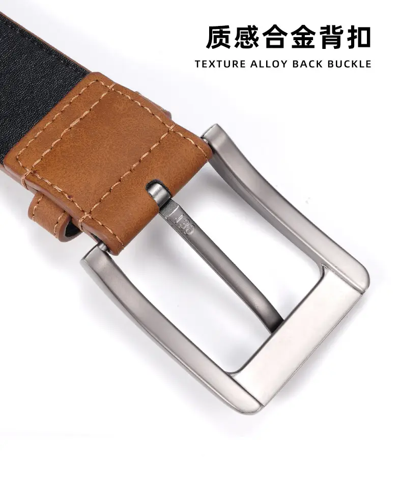 Men's Brown Leather Belt with Silver Buckle — feature 3