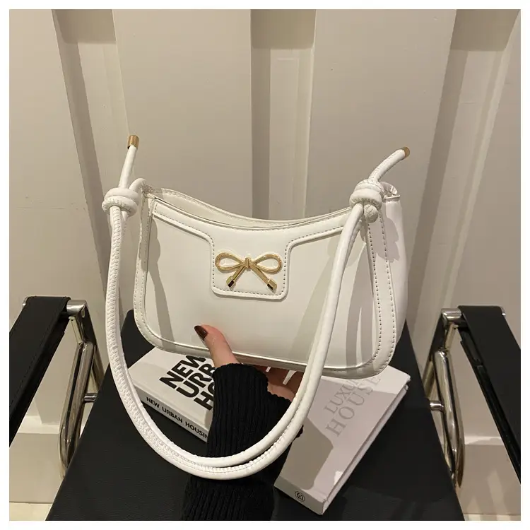 Beige Bow Embroidered Shoulder Bag for Women — feature 18