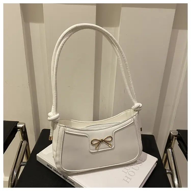 Beige Bow Embroidered Shoulder Bag for Women — feature 19