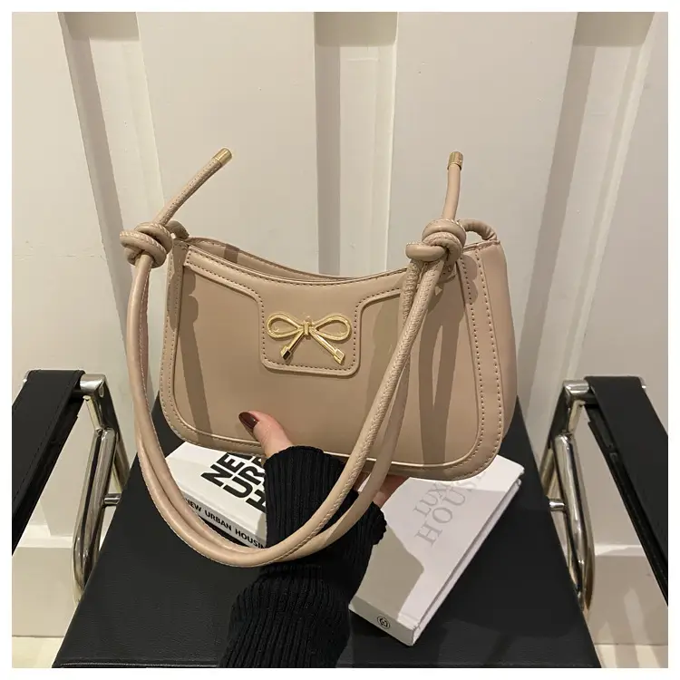 Beige Bow Embroidered Shoulder Bag for Women — feature 20