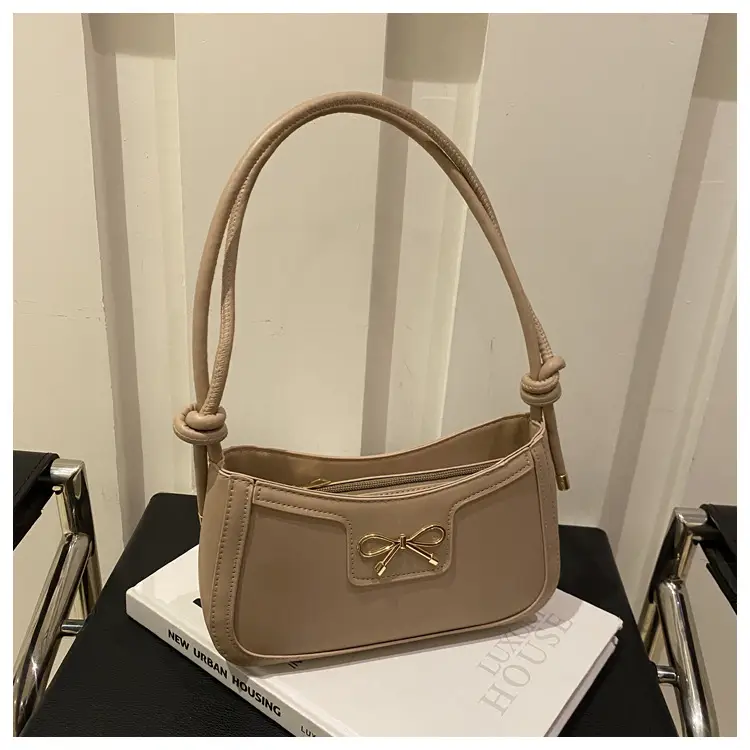 Beige Bow Embroidered Shoulder Bag for Women — feature 21