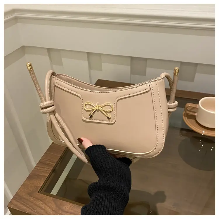 Beige Bow Embroidered Shoulder Bag for Women — feature 22